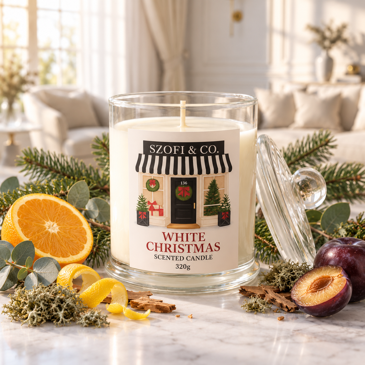 White Christmas Soy Wax Candle | Handmade in Perth